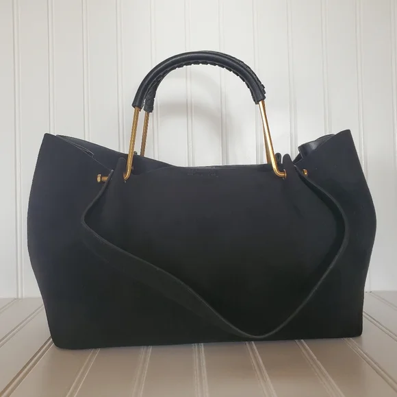House of Harlow 1960 Black Suede Luxe Satchel NWT - Picture 2 of 9